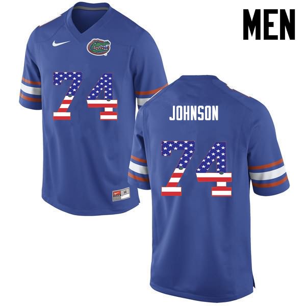 NCAA Florida Gators Fred Johnson Men's #74 USA Flag Fashion Nike Blue Stitched Authentic College Football Jersey GZC3064JS